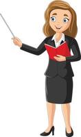 Cartoon female teacher with pointer stick vector