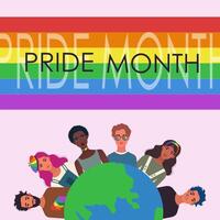LGBT pride month celebration concept background. happy pride day. Diverse people over the world celebrate and commemorate of lesbian, gay, bisexual, and transgender pride. vector