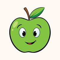 Green Apple retro funky cartoon character vector