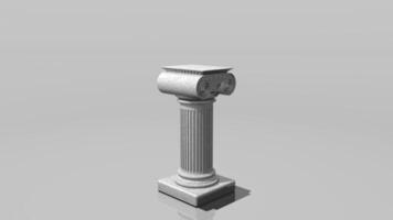 doric Säule rotierend 360 Grad gegen grau Hintergrund. Schleife Reihenfolge. 3d Animation video