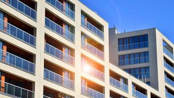 Modern elements in contemporary architecture.. Architectural details of a modern apartment building. photo