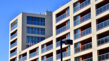 Modern elements in contemporary architecture.. Architectural details of a modern apartment building. photo