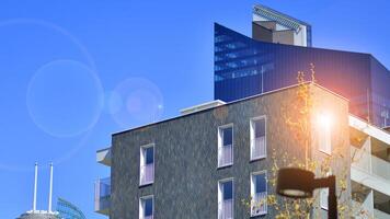 Modern elements in contemporary architecture.. Architectural details of a modern apartment building. photo