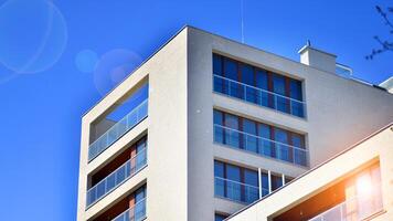 Modern elements in contemporary architecture.. Architectural details of a modern apartment building. photo