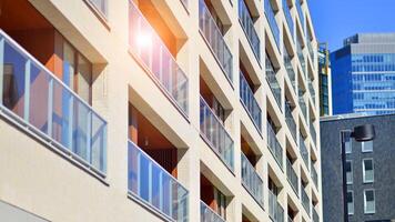 Modern elements in contemporary architecture.. Architectural details of a modern apartment building. photo