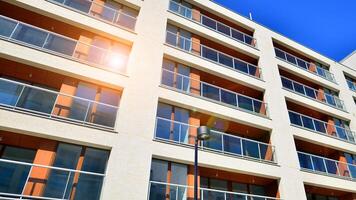 Modern elements in contemporary architecture.. Architectural details of a modern apartment building. photo