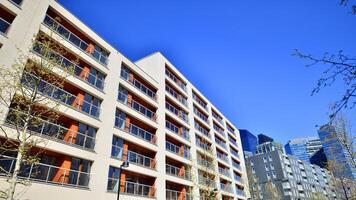 Modern elements in contemporary architecture.. Architectural details of a modern apartment building. photo