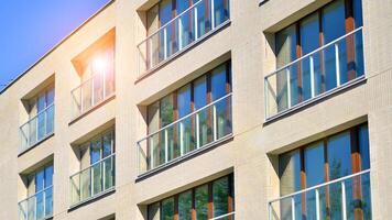 Modern elements in contemporary architecture.. Architectural details of a modern apartment building. photo