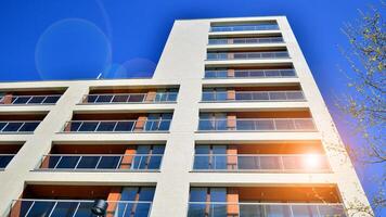 Modern elements in contemporary architecture.. Architectural details of a modern apartment building. photo