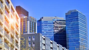 Modern elements in contemporary architecture.. Architectural details of a modern apartment building. photo