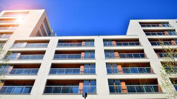 Modern elements in contemporary architecture.. Architectural details of a modern apartment building. photo