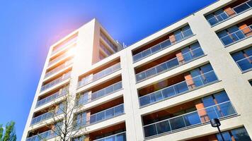 Modern elements in contemporary architecture.. Architectural details of a modern apartment building. photo