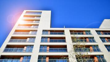 Modern elements in contemporary architecture.. Architectural details of a modern apartment building. photo