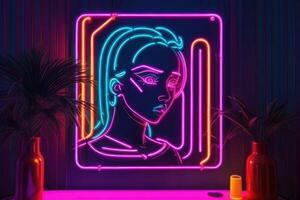 a neon sign with a colorful design photo