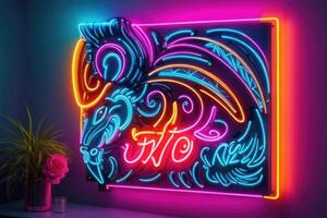 a neon sign with a colorful design photo