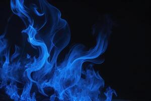 blue flames on a black background photo