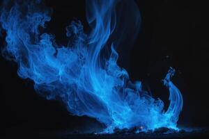 blue flames on a black background photo