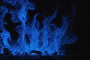 blue flames on a black background photo