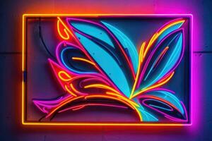 a neon sign with a colorful design photo