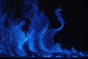 blue flames on a black background photo