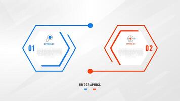 dos paso infografía etiqueta diseño modelo con línea iconos proceso pasos diagrama, presentaciones, flujo de trabajo disposición, bandera, fluir cuadro, informacion grafico ilustración. vector