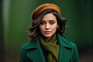 Beautiful woman in winter fashion style photo