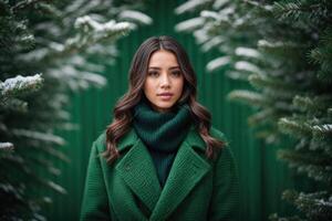 Beautiful woman in winter fashion style photo