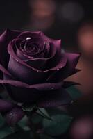 un negro Rosa con púrpura pétalos foto