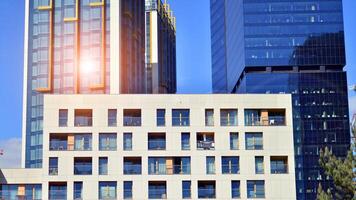 Modern elements in contemporary architecture.. Architectural details of a modern apartment building. photo