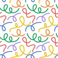 Fun colorful line doodle seamless pattern vector
