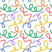 Fun colorful line doodle seamless pattern vector