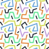 Fun colorful line doodle seamless pattern vector
