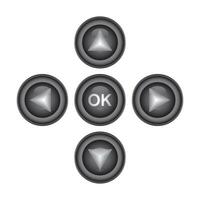 3D direction control and ok button icon set on white background. vector