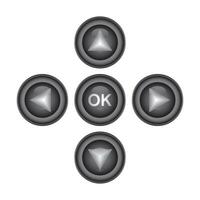 3D direction control and ok button icon set on white background. vector