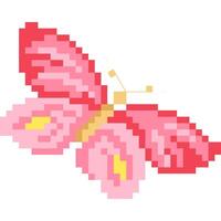 Butterfly cartoon icon in pixel style vector