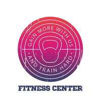 Fitness center round logo, badge vector