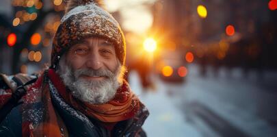 Homeless man on the street background photo