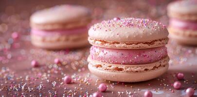 Enchanting Sprinkles Cast a Spell on this Luxurious, Blushing Pink Macaron Delight photo