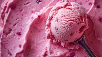 Dessert lovers' dream, a single scoop of strawberry ice cream, sweet, creamy, and delightful photo