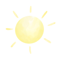 Yellow ink shiny sun watercolor illustration png
