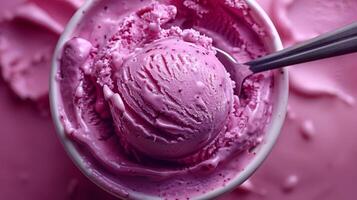 Luxurious strawberry ice cream awaits to quench your dessert cravings with a creamy swirl photo