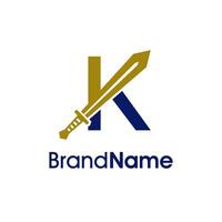 Modern Initial K Sword Logo vector