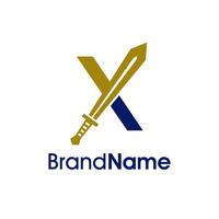 Modern Initial X Sword Logo vector