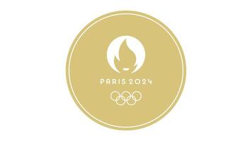 Editorial Official logo of Summer olympic game in Paris 2024, format 4k background isolated in circle center of banner vector