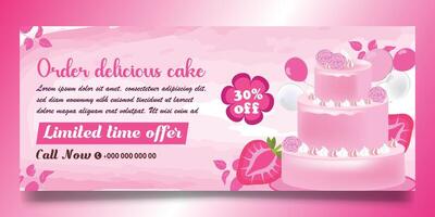 Bakery shop and cake banner design vector