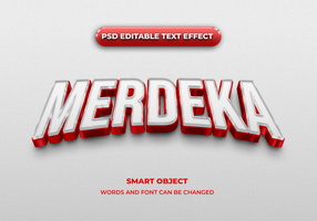 Merdeka 3d editable texto efecto estilo psd