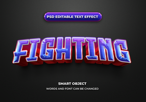 fighting 3d editable text effect style psd