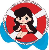 Cute pinup illustration with red outfit vector