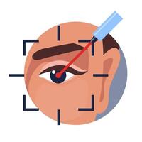 Eye laser surgery, ophthalmology lasik treatment icon, vision medical correction. Eye laser surgery line icon for cornea disease or myopia operation on retina, refractive eyesight correction. vector