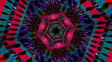 Multicolored neon hexagon tunnel in a seamless loop. video
